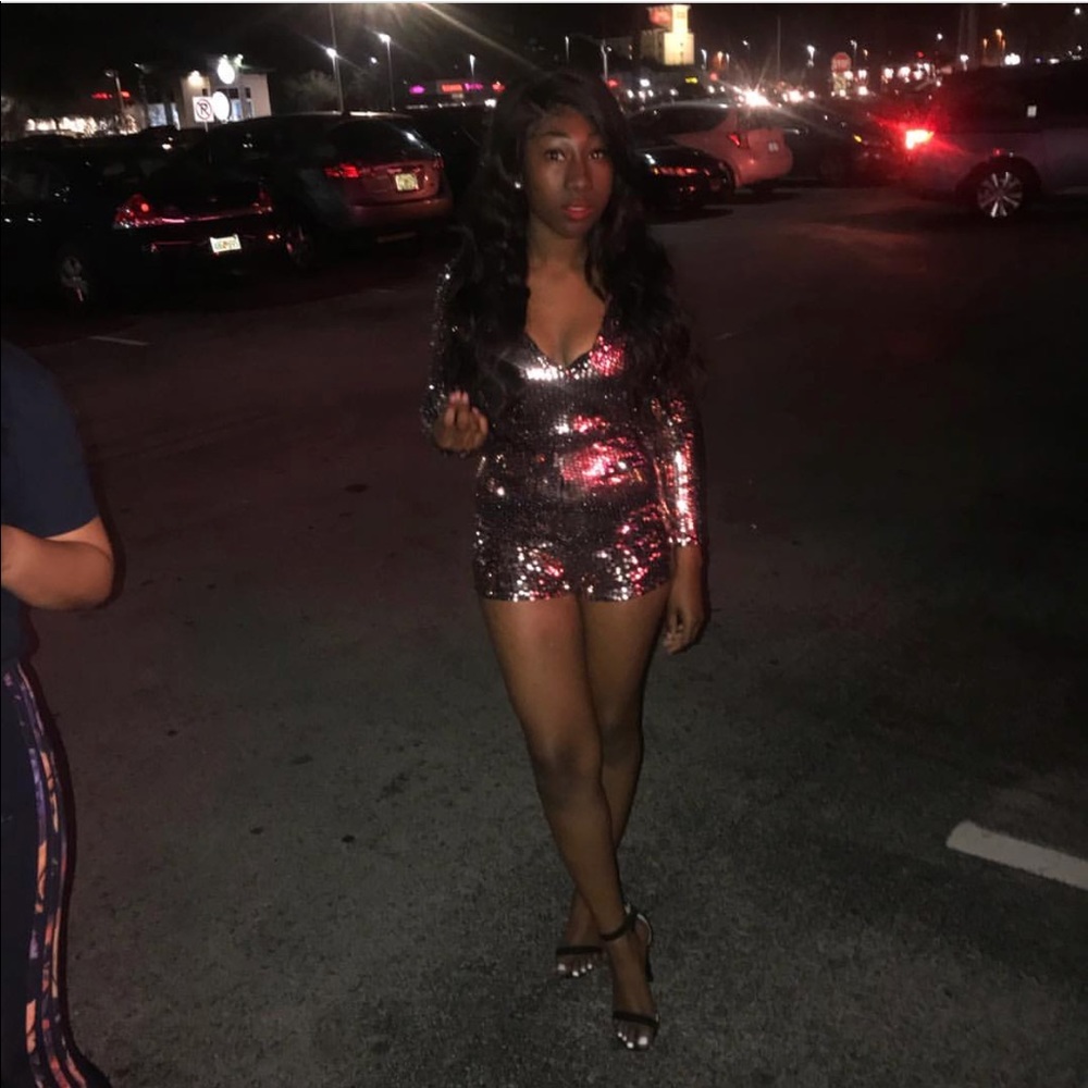 Rose gold sequin romper